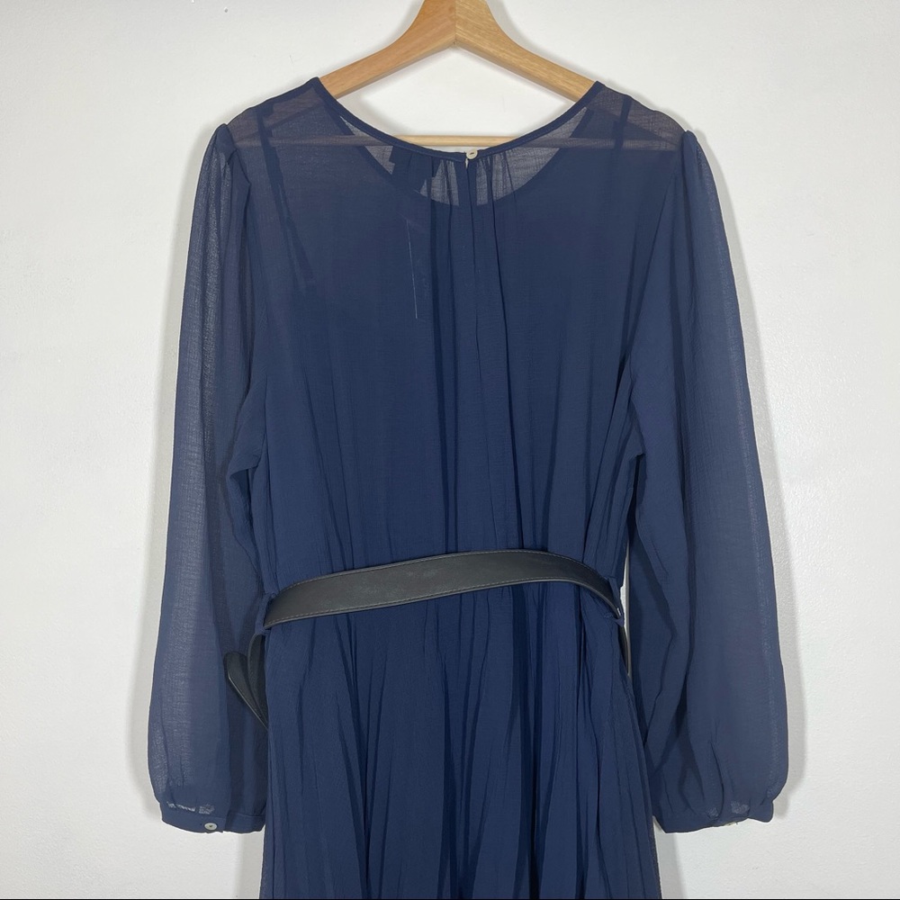 NWT City Chic Love Pleat Dress Long Sleeves Belted Navy Sz L 20 - Picture 8 of 16
